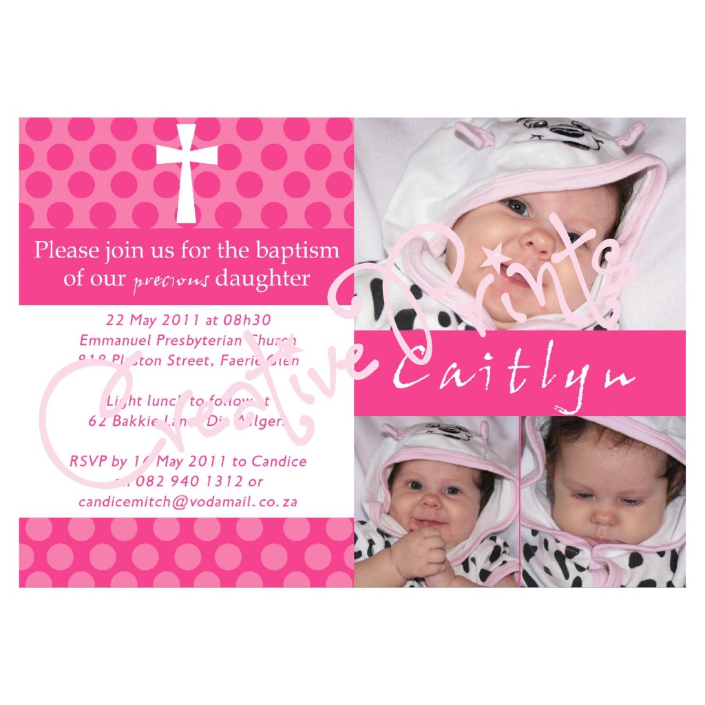 PinkPolka Dot Baptism Invite